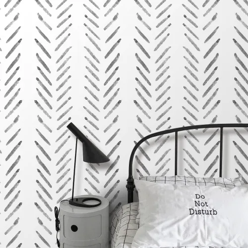 Vista 8 de Papel tapiz autoadhesivo para despegar y pegar, diseño de espiga moderno, diseño de espiga, líneas geométricas, autoadhesivo, para baño, dormitorio