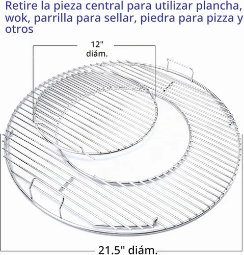 Vista 2 de GasSaf Rejillas de repuesto para Weber 8835, parrillas de carbón de 22.5 pulgadas, hervidor, intérprete, Master-Touch y otros, sistema de barbacoa