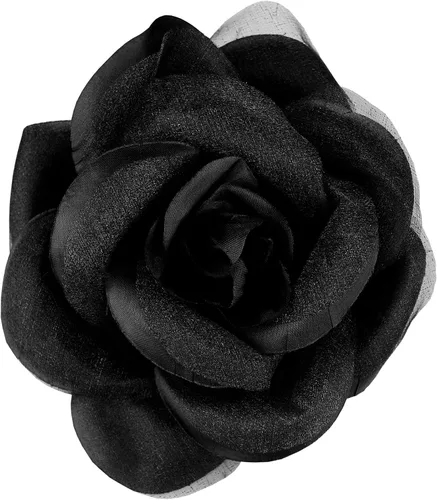 Vista 14 de Broche Multifuncional para Mujer con Flor Rosa de Pétalos Transparentes Pin Clip para Cabello
