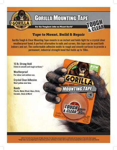 Vista 3 de Cinta de montaje transparente Gorilla Tough, Transparente, 6065001-4