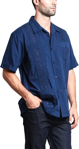 Vista 4 de G-style EE. UU. Remera playera mangas cortas de guayabera cubana para hombres