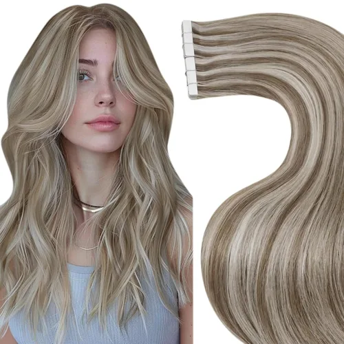 Vista 75 de LaaVoo Extensiones adhesivas de cabello humano real, color negro azabache, extensiones de cabello humano liso y sedoso, 10 pulgadas, 20
