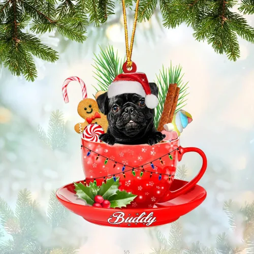 Vista 24 de Alaskan Malamute - Adorno de tetera de perro sentado en una tetera de Navidad, adorno de Navidad con nombre personalizado, adorno de automóvil