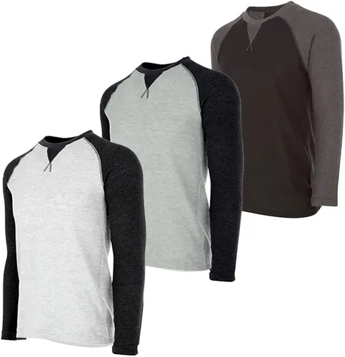 Vista 22 de DARESAY Paquete de 3: camiseta térmica de manga larga para hombre, camisetas de manga larga Henley & Crew para hombre, camisetas de manga larga