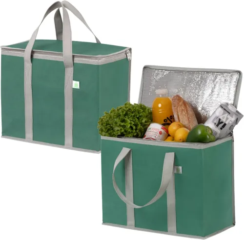 Vista 25 de VENO Paquete de 2 bolsas enfriadoras aisladas para entrega de alimentos, bolsas de compras plegables y reutilizables con cremallera, plegables