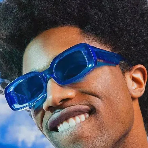 Vista 6 de ADMIRING Gafas de sol rectangulares gruesas, estilo retro de los años 90, para mujeres y hombres, diseño cuadrado grueso pequeño