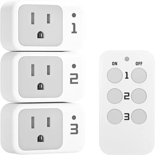 Vista 7 de TESSAN - Enchufe de salida con control remoto, kit de interruptor de luz inalámbrico TESSAN con rango RF de 100 pies, interruptor
