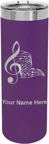 Vista 18 de LaserGram Vaso delgado aislado al vacío de 22 onzas, notas musicales, grabado personalizado incluido (negro)