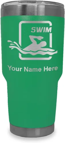 Vista 34 de LaserGram Vaso aislado al vacío de 20 onzas, para natación, grabado personalizado incluido (negro) Engraved Gift for Swimmers, Vacuum Insulated