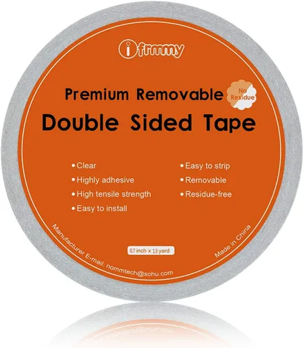 Vista 8 de i frmmy Cinta adhesiva transparente extraíble de doble cara, sin residuos, 0.7 pulgadas x 13 yardas (3 rollos)