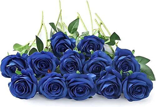 Vista 19 de Laelfe 12 PCS Flores Artificiales Rosas Negras, Flores de Seda Falsas de Tallo Largo Rosa Artificial para Decoraciones de Halloween Hogar Boda Negro