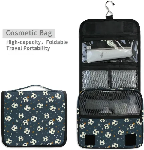 Vista 4 de Neceser colgante de viaje -326 - Kit de fútbol para maquillaje, organizador de cosméticos para hombres y mujeres