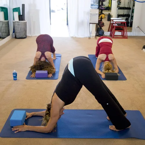 Vista 7 de Muka Bloque de yoga personalizado azul ejercicio ejercicio ejercicio fitness ladrillo, grabado Pilates Stretch Brock
