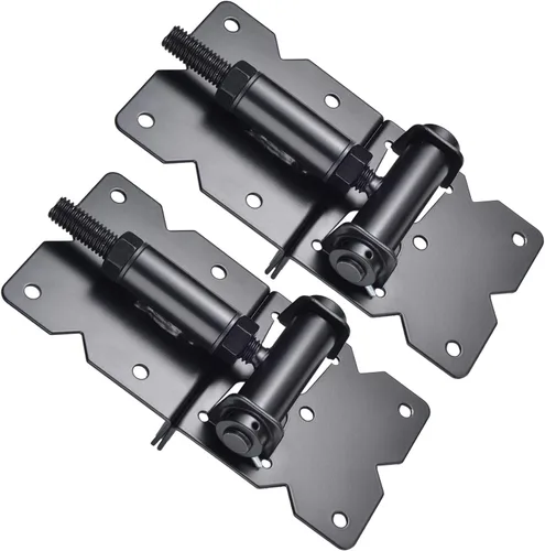 Vista 5 de Bisagras de hardware de puerta de cierre automático, resistentes para vallas de madera/vinilo/PVC, ajustable en 90 grados, con tornillos