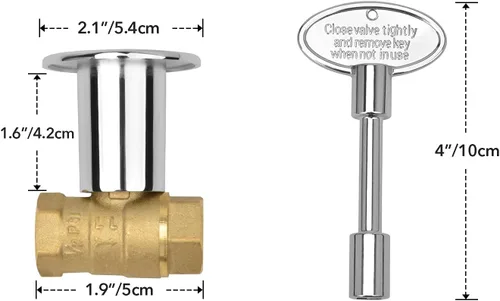 Vista 2 de Skyflame Kit de válvula de llave de gas recta de 1/2 pulgada para chimenea con brida, llave de 3 pulgadas y 12 pulgadas, cromada