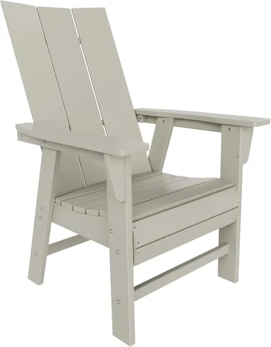Vista 17 de HDPE Shoreside Modern Curveback Adirondack Silla de comedor, color negro