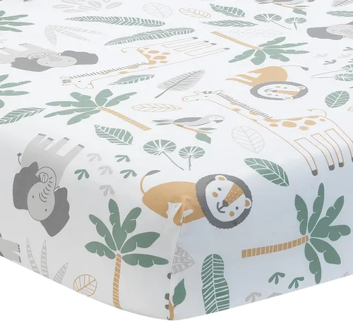 Vista 4 de Lambs & Ivy Jungle Friends - Juego de ropa de cama de 5 piezas para cuna de bebé