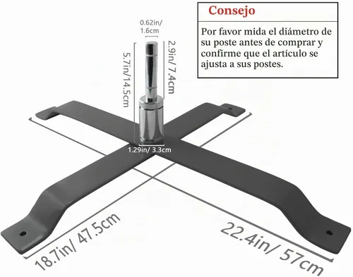 Vista 2 de Soporte de base cruzada para bandera de plumas, soporte de base de bandera de plumas, base de soporte en X para bandera de plumas, base de poste