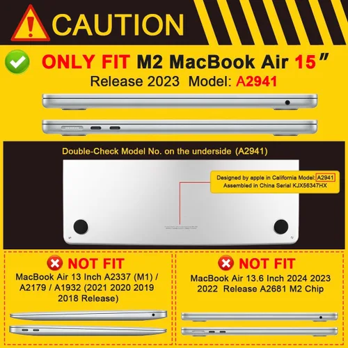 Vista 2 de Batianda Estuche Premium para Nuevo MacBook Air de 15 Pulgadas 2025 M4 2024 2023 con Modelos de Chips M3 M2 A3114 A2941, Estuche Protector