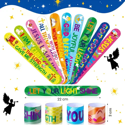 Vista 3 de Frienda 40 pulseras cristianas religiosas con versículos bíblicos para VBS Jesús Love You, pulseras inspiradoras motivacionales de natividad