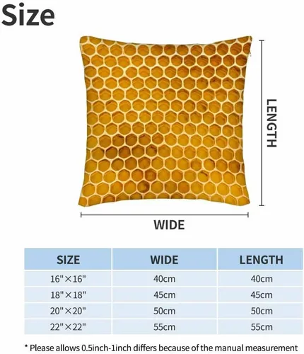 Vista 6 de Juego de 2 fundas de almohada de panal de abeja de 18 x 18 pulgadas, color amarillo miel, abstracto, fundas de almohada cuadradas de terciopelo