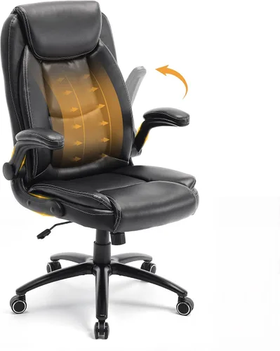 Vista 10 de MALOL Silla de oficina ergonómica de piel sintética, altura ajustable y tensión de inclinación, asiento acolchado de 300 libras de grosor, silla