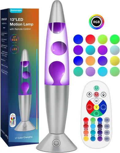 Vista 9 de Lámpara de Movimiento Líquida de 17 Colores con Control Remoto: Luz Nocturna LED de 34.3 cm para Niños y Adultos - Lámpara de Mesa Relajante