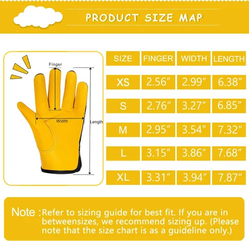 Vista 6 de Guantes de trabajo de jardinería de cuero para niños, guantes de seguridad, diseño reflectante transpirable, para niños para jardinería y exteriores