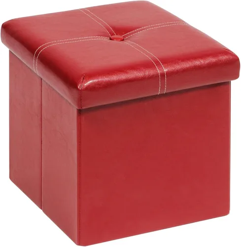 Vista 11 de B FSOBEIIALEO Otomana de almacenamiento con cuero sintético plegable pequeña cuadrada reposapiés mesa de café negra 11.8"X 11.8" X 11.8