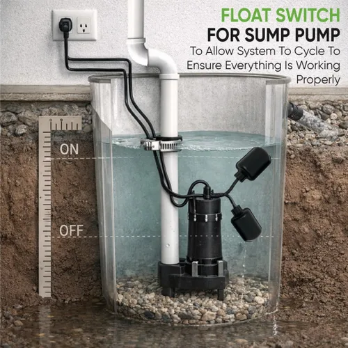 Vista 6 de PumpSpy Bomba de sumidero con interruptor flotante universal atado de repuesto con enchufe piggyback para aguas servidas, rendimiento confiable