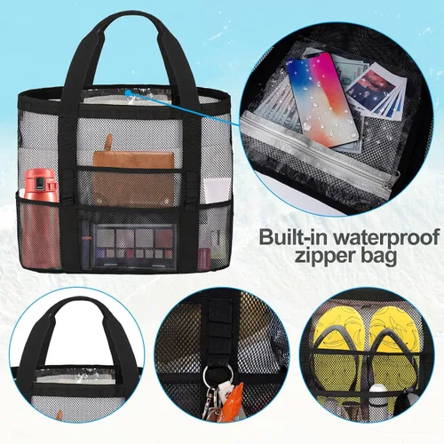 Vista 4 de Bolsas de playa de malla para mujer - Plus bolsa impermeable a prueba de arena