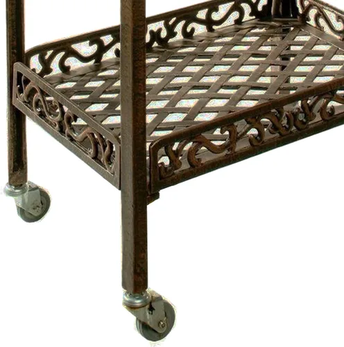 Vista 4 de Oakland Living 6029-AB Mississippi Carro de servicio de aluminio fundido, bronce antiguo