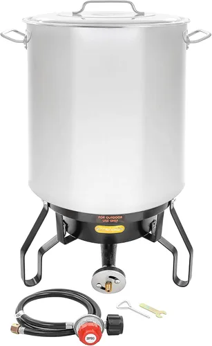 Vista 5 de Concord Home Brew - Hervidor de acero inoxidable con soporte de quemador individual (30 cuartos de galón)