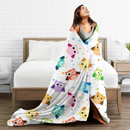 Vista 4 de Manta de Tiro de Búho Lindo Mantas de Cama Suaves Manta de Vellón de Franela de Felpa Ligera y Acogedora para Sofá Sillón Dormitorio 50"x40" Pequeña