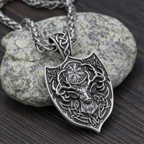 Vista 4 de Leprato Collar vikingo nórdico, amuleto de runa vikinga nórdica, dije de amuleto vikingo, regalo de joyería para hombres y mujeres