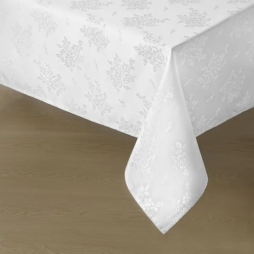 Vista 8 de Romanstile Mantel rectangular de jacquard, resistente al agua, elegante, con patrón floral de rosa damasco, mantel decorativo de poliéster lavable