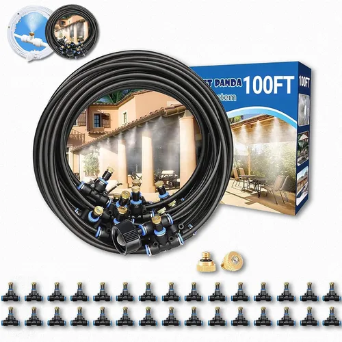 Vista 13 de Misters para exteriores para refrigeración de patio, rociador de agua exterior con filtro, 40 pies 39.4 ft. Manguera de nebulización de patio