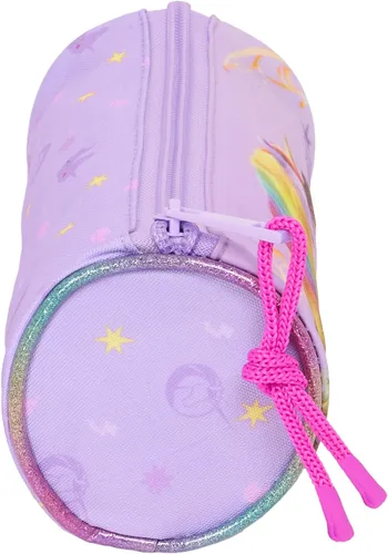 Vista 3 de safta Unicorn Academy - Estuche redondo para niños, ideal para niños de 5 a 14 años, cómodo y versátil, calidad y resistencia, 7.9 x 2.8 in, morado