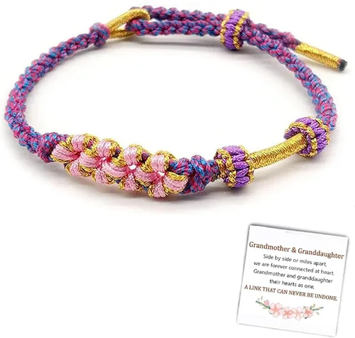 Vista 10 de Pulsera de nudo de cereza con texto en inglés «To My Granddaughter A Link That Can Never Be Undone», pulsera para nieta de la abuela, ajustable