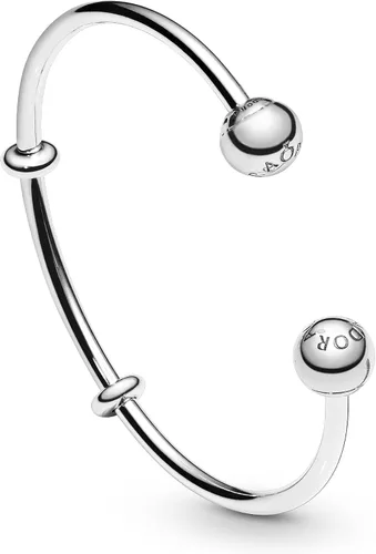 Vista 2 de PANDORA Joyería de plata abierta pulsera de plata de ley Metal Silicona