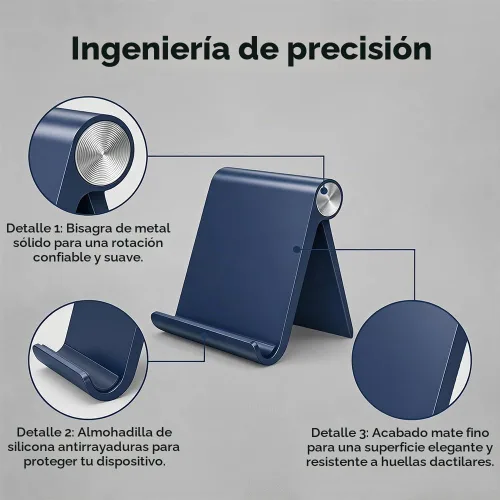 Vista 2 de Soporte para tableta, soporte plegable ajustable para teléfono celular, compatible con la mayoría de iPad y teléfonos inteligentes, accesorio