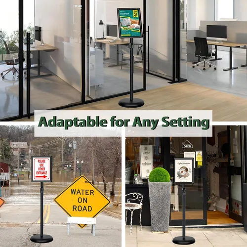 Vista 7 de Soporte para póster de 8.5 x 11 pulgadas, soporte ajustable para letreros de pie vertical y horizontal, marco de aluminio a presión con esquina