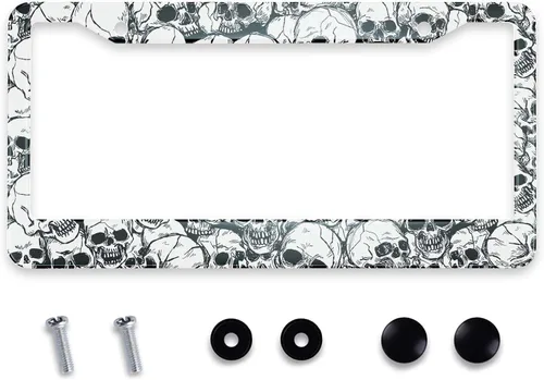 Vista 14 de Smooffly Marco de placa de matrícula con bandera de Estados Unidos pintada en madera vieja para accesorios decorativos de coche, resistente al