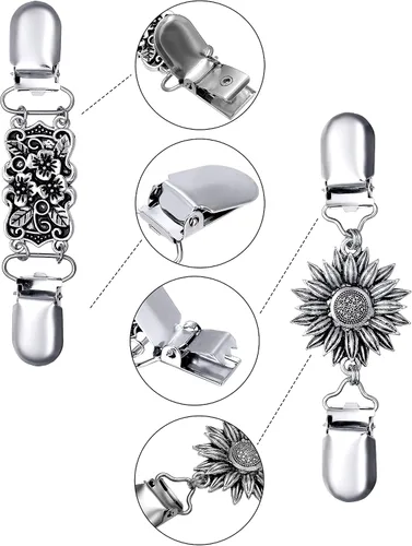 Vista 3 de Jetec 4 Pieces Vintage Sweater Shawl Clips Retro Cardigan Collar Dress Shirt Brooch Clips for Women Wearing, 4 Styles
