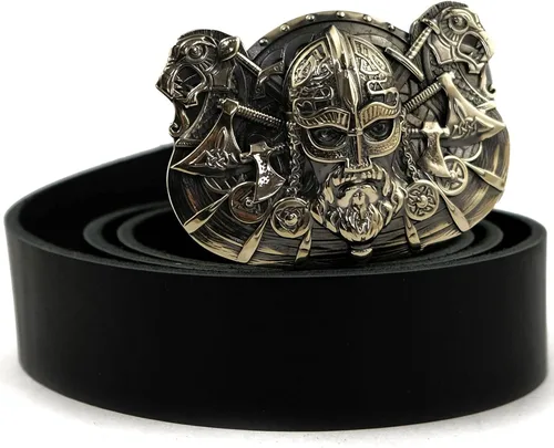 Vista 5 de Hebilla de cinturón Viking, hecho a mano guerrero escandinavo militar sólido hebilla de cinturón de plata alemana