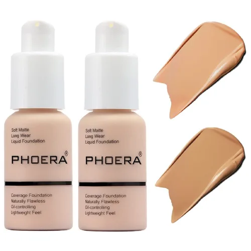 Vista 12 de Paquete de 2 PHOERA Base, Crema Correctora Mate Control de Grasa, PHOERA Base Líquida Mate Impermeable de Larga Duración para Mujeres y Niñas