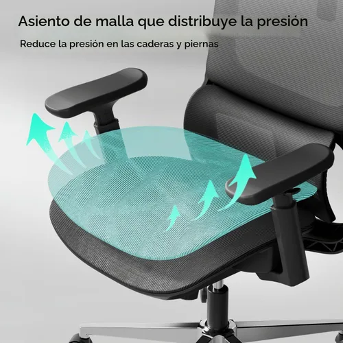Vista 7 de Hbada P2 Silla de oficina ergonómica con soporte lumbar 3D, sillas de malla con brazos de rotación 3D de 360°, reposacabezas 3D y asiento cómodo