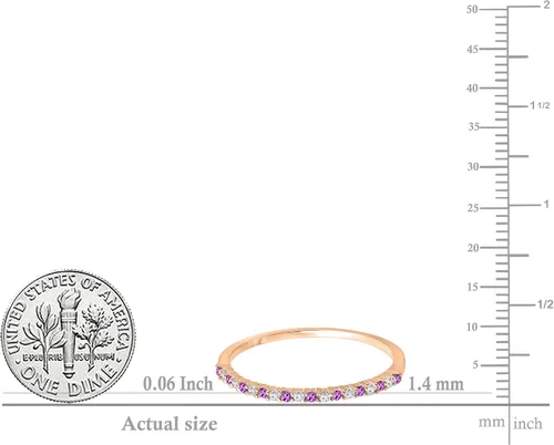 Vista 5 de Dazzlingrock Collection Anillo apilable redondo de oro de 10 quilates con amatista y diamante blanco para mujer