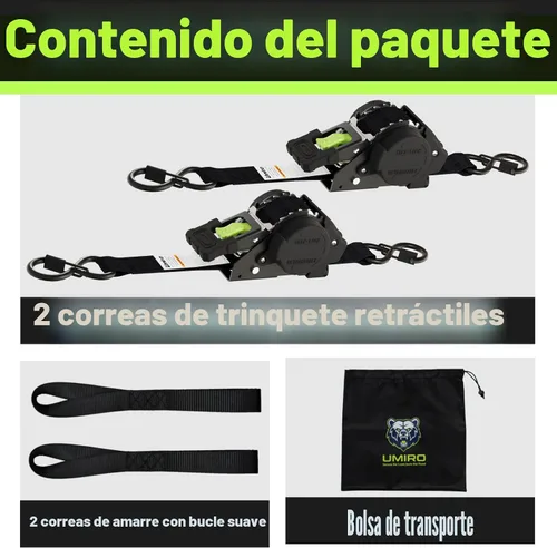 Vista 8 de Correas de trinquete retráctiles de 1 pulgada x 12 pies, resistentes con perno en la correa de trinquete retráctil automático, resistencia a