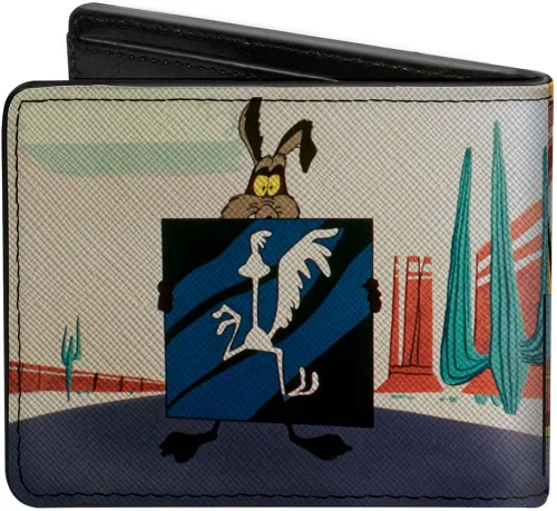 Vista 2 de Billetera Bifold PU Looney Tunes Wile E Coyote y Road Runner Scene Blocks